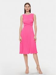 Nissa Sukienka koktajlowa RZ14841 Różowy Slim Fit. Czerwone sukienki Nissa, bez wzorów, z syntetyku, wizytowe, bez kołnierzyka, bez ramiączek. Za 779.99 zł.