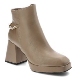 Beżowe Botki Simen Ocieplane Skórzane Buty Damskie. Brązowe botki Simen, na jesień, z aplikacjami, z dzianiny, bez obcasa, na obcasie, bez zapięcia. Za 359.00 zł.