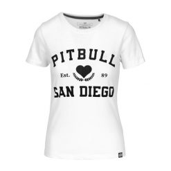 Koszulka damska Pitbull Love PB. Białe koszulki sportowe PITBULL, bez wzorów, bez ramiączek. Za 64.99 zł.