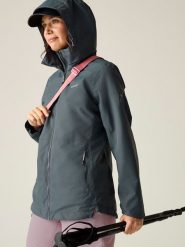 Regatta Kurtka przeciwdeszczowa "Hamara IV" w kolorze antracytowym rozmiar: 40. Czarne kurtki sportowe Regatta, m, bez wzorów, bez kaptura, outdoorowe. Za 159.59 zł.