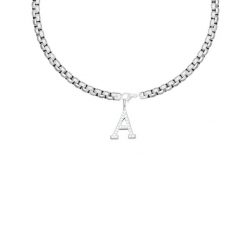 Naszyjnik łańcuch Cube z literką A z cyrkoniami posrebrzany. Naszyjniki Lilou, z cyrkonią, posrebrzane. Za 338.00 zł.