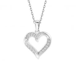 Naszyjnik srebrny z diamentami laboratoryjnymi - serce - 0,08 ct. Szare naszyjniki Apart, z diamentem, srebrne. Za 689.00 zł.