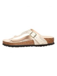 Birkenstock Japonki "Gizeh" w kolorze złoto-kremowym rozmiar: 35. Brązowe klapki Birkenstock, bez wzorów, ze skóry, z otwartym noskiem, bez obcasa. Za 239.95 zł.