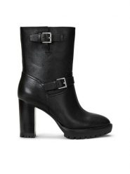 LAUREN RALPH LAUREN Botki 802937819001 Czarny. Czarne botki Lauren Ralph Lauren, bez wzorów, ze skóry, bez obcasa, na słupku, bez zapięcia. Za 1,249.00 zł.