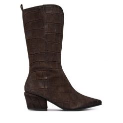 Kozaki Tamaris. Brązowe kozaki Tamaris, bez obcasa, na słupku, bez zapięcia. Za 554.99 zł.