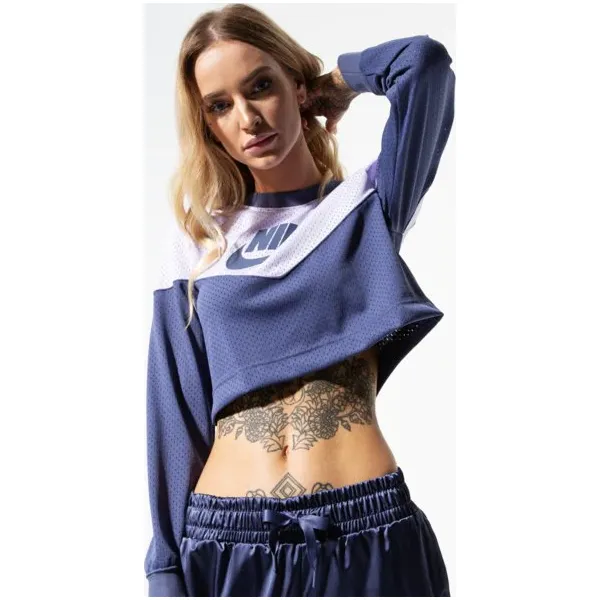 Nike Bluza W Nsw Hrtg Crew Mesh , fioletowy, rozmiar M. Fioletowe bluzy Nike, m, bez wzorów, z materiału, bez kaptura. Za 159.99 zł.