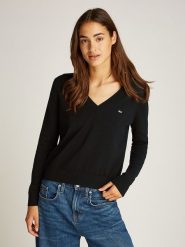 TOMMY JEANS Sweter w kolorze czarnym rozmiar: XL. Czarne swetry Tommy Jeans, xl, bez wzorów, z bawełny, bez ramiączek. Za 330.97 zł.