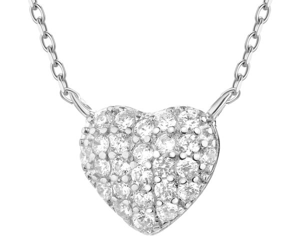 Naszyjnik srebrny z cyrkoniami - serce. Szare naszyjniki Apart, z cyrkonią, srebrne. Za 179.00 zł.