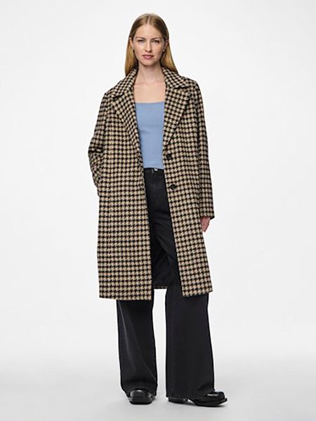 Pieces Płaszcz przejściowy w kolorze beżowo-czarnym rozmiar: S. Brązowe płaszcze Pieces, s, bez wzorów, bez kaptura. Za 100.52 zł.