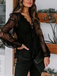 Milan Kiss Bluzka w kolorze czarnym rozmiar: M. Czarne bluzki Milan Kiss, m, bez wzorów, z koronki, bez kołnierzyka, bez ramiączek. Za 172.49 zł.