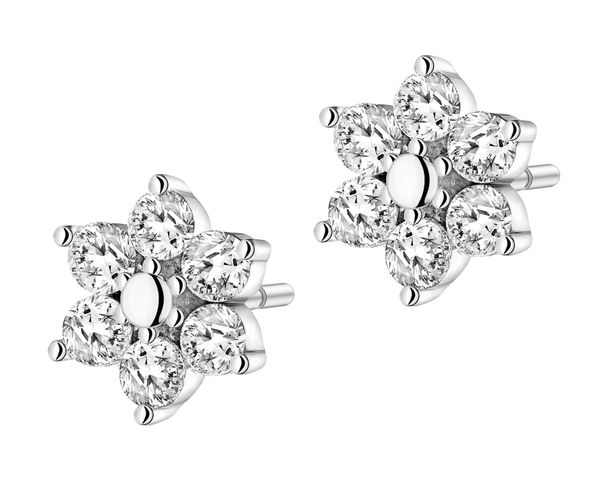 Kolczyki srebrne z cyrkoniami - kwiaty. Szare kolczyki Apart, z cyrkonią, srebrne. Za 129.00 zł.