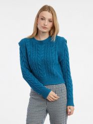 Orsay Sweter w kolorze niebieskim rozmiar: L. Niebieskie swetry Orsay, l, bez wzorów, ze splotem, bez ramiączek. Za 80.95 zł.