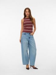 Vero Moda Bluzka w kolorze brązowym rozmiar: L. Brązowe bluzki Vero Moda, l, bez wzorów, z bawełny, bez kołnierzyka, bez ramiączek. Za 56.79 zł.