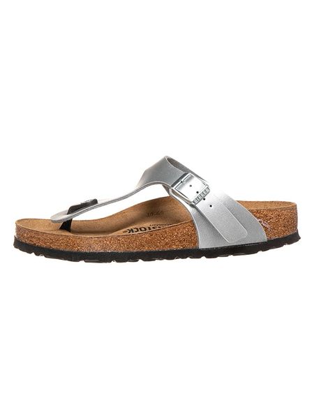 Birkenstock Japonki "Gizeh" w kolorze srebrnym rozmiar: 36. Szare klapki Birkenstock, bez wzorów, z otwartym noskiem, bez obcasa. Za 239.86 zł.
