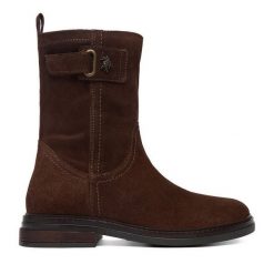 Botki U.S. Polo Assn. Brązowe botki U.S. Polo Assn., bez wzorów, bez obcasa, na płaskiej podeszwie, bez zapięcia. Za 339.99 zł.