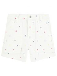 Levi's Kids Szorty dżinsowe w kolorze białym rozmiar: 128. Brązowe szorty Levi's Kids, z aplikacjami, ze skóry. Za 92.21 zł.