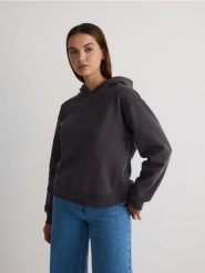 Bluza z kapturem - ciemnoszary. Szare bluzy Reserved, l, bez wzorów, z bawełny, z kapturem. W wyprzedaży za 39.99 zł.