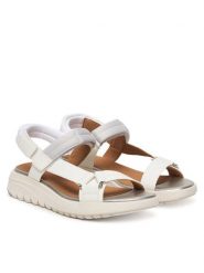 Geox Sandały D Flextride S D65BSD 05415 C1236 Biały. Białe sandały Geox, bez wzorów, ze skóry, bez obcasa, na płaskiej podeszwie, bez zapięcia. Za 419.99 zł.