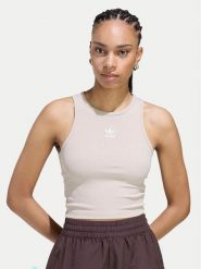 Adidas Top Essentials KD3822 Beżowy Slim Fit. Brązowe topy Adidas, xs, bez wzorów, z bawełny, bez kołnierzyka, bez ramiączek. Za 119.99 zł.