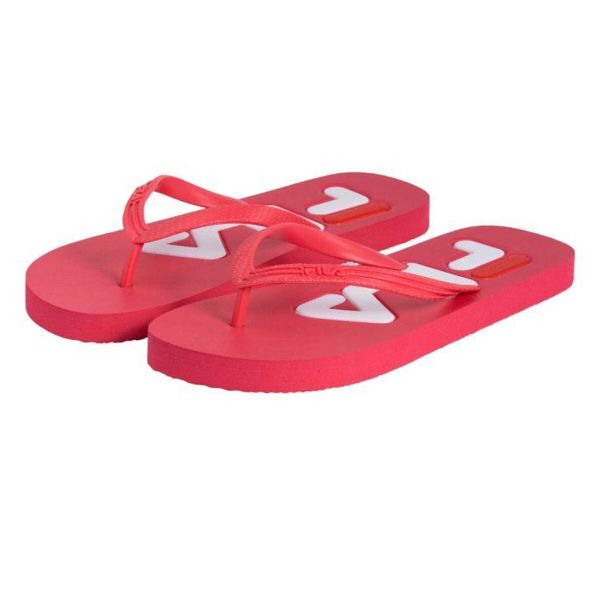 Japonki Damskie Troy. Czerwone klapki Fila, bez wzorów, z materiału, bez obcasa, na obcasie. Za 31.90 zł.