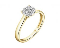 Pierścionek z żółtego i białego złota z brylantami - 0,12 ct - próba 585. Białe pierścionki Apart, z brylantem, złote. Za 3,290.00 zł.