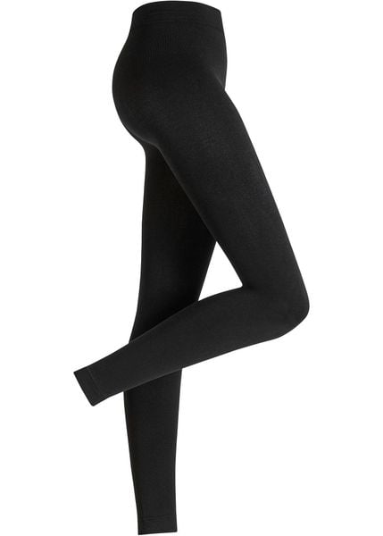 Ciepłe legginsy rajstopowe 140 DEN. Czarne legginsy bonprix, bez wzorów. Za 37.99 zł.