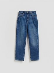 Jeansy straight leg - niebieski. Niebieskie jeansy Reserved, bez wzorów. Za 199.99 zł.