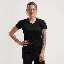 Funkcjonalna koszulka damska Rogelli PROMOTION LADY. Czarne koszulki sportowe Rogelli, bez wzorów, bez ramiączek. Za 51.00 zł.