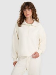 4F Bluza dresowa nierozpinana bez kaptura damska - beżowa XS. Brązowe bluzy sportowe 4f, xl, bez wzorów, z bawełny, bez kaptura. Za 179.99 zł.