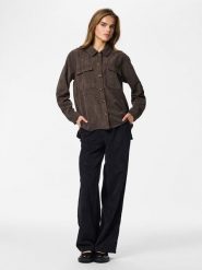 Pieces Koszula w kolorze khaki rozmiar: XS. Brązowe koszule Pieces, xs, bez wzorów, bez kołnierzyka, bez ramiączek. Za 109.95 zł.