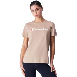 Koszulka damska Champion SS Tee 117534. Brązowe koszulki sportowe Champion, bez wzorów, z bawełny, bez ramiączek. Za 95.00 zł.
