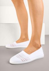 Białe Tenisówki Ozdobione Paskami Heloti. Białe trampki Renee, bez wzorów, z jeansu, bez zapięcia. Za 49.99 zł.