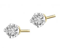 Kolczyki z żółtego złota z brylantami - serca - 0,24 ct - próba 585. Żółte kolczyki Apart, z brylantem, złote. Za 3,090.00 zł.