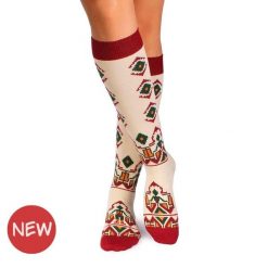 Damskie bawełniane skarpetki 3/4 z tradycyjnymi motywami w kolorze ecru. Białe skarpety OEM, bez wzorów, z bawełny. W wyprzedaży za 45.15 zł.