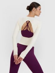 4F Longsleeve do jogi i pilatesu z wycięciem na plecach damski - biały M/L. Białe koszulki sportowe 4f, bez wzorów, z dzianiny, bez ramiączek, na fitness i siłownię. Za 79.99 zł.