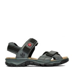 Sandały Rieker. Niebieskie sandały Rieker, bez wzorów, bez obcasa, na płaskiej podeszwie, bez zapięcia. Za 319.99 zł.