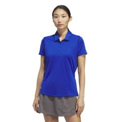 Damska koszulka polo adidas Performance. Niebieskie koszulki polo Adidas, bez wzorów, bez kołnierzyka, bez ramiączek. Za 174.80 zł.