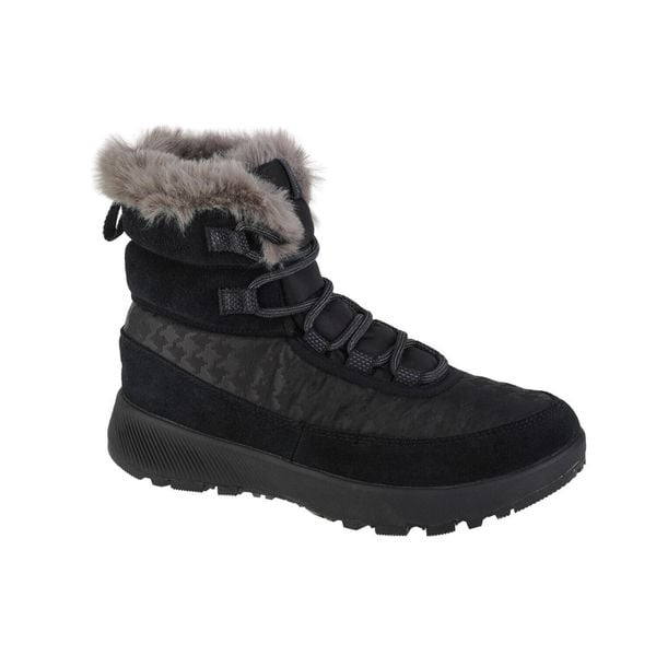Buty zimowe damskie, Columbia Slopeside Peak Luxe. Czarne trekkingi Columbia, z materiału, trekkingowe. Za 270.99 zł.