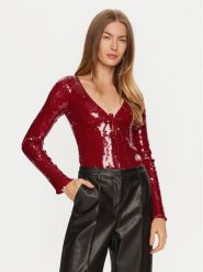 BARDOT Body Verona 59471TB Czerwony Slim Fit. Czerwone body Bardot, bez wzorów, z syntetyku. Za 239.99 zł.