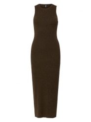 Pieces Sukienka dzianinowa w kolorze brązowym rozmiar: XL. Brązowe sukienki Pieces, xl, bez wzorów, z dzianiny, bez kołnierzyka, bez ramiączek, maxi. Za 96.83 zł.