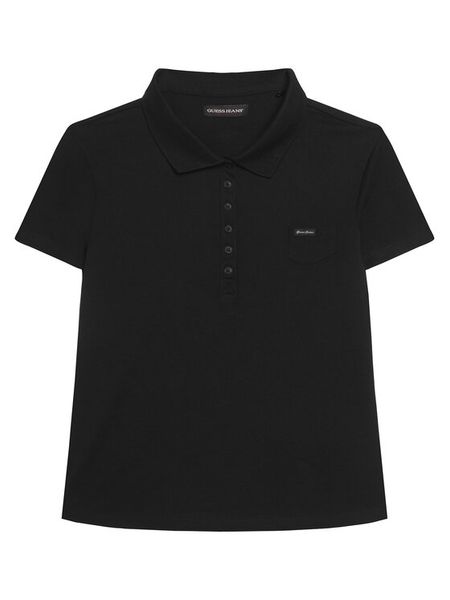 Guess Polo W5GP73 KCYR1 Czarny Regular Fit. Czarne koszulki polo Guess, xxl, z aplikacjami, z bawełny, bez kołnierzyka, bez ramiączek. Za 229.99 zł.
