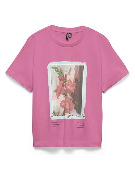 Vero Moda Koszulka w kolorze różowym rozmiar: S. Różowe bluzki Vero Moda, s, bez wzorów, z bawełny, bez kołnierzyka, bez ramiączek. Za 55.95 zł.