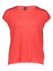 Vero Moda Koszulka w kolorze czerwonym rozmiar: M. Czerwone bluzki Vero Moda, m, bez wzorów, bez kołnierzyka, bez ramiączek. Za 53.95 zł.