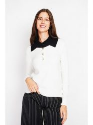 William de Faye Sweter w kolorze biało-czarnym rozmiar: 34. Białe swetry William de Faye, bez wzorów, bez ramiączek. Za 104.99 zł.