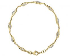 Bransoletka z żółtego złota z diamentami - 19 cm - 0,05 ct - próba 375. Żółte bransoletki Apart, z diamentem, złote. Za 3,490.00 zł.