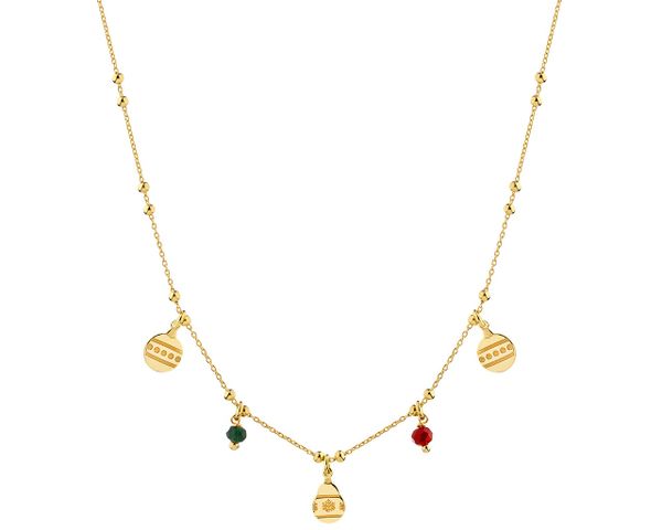 Naszyjnik srebrny ze szkłem - bombki. Szare naszyjniki Apart, pozłacane. W wyprzedaży za 109.50 zł.