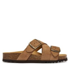 Klapki Scholl. Brązowe klapki Scholl, bez wzorów, bez obcasa. Za 389.99 zł.