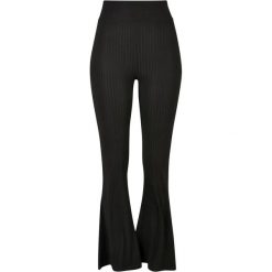 Legginsy Damskie Z Wysokimi Stanami Z Prążkowanym Ściągaczem. Czarne legginsy Urban Classics, l, bez wzorów, prążkowane, z podwyższonym stanem. Za 100.99 zł.