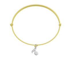 Bransoletka ze srebrną nutką na cienkim żółtym sznurku. Szare bransoletki Lilou, srebrne. Za 129.00 zł.