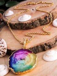 Pierres delicates Pozłacany naszyjnik z zawieszką - dł. 45 cm rozmiar: onesize. Żółte naszyjniki Pierres delicates, z kwarcem, pozłacane. Za 39.99 zł.